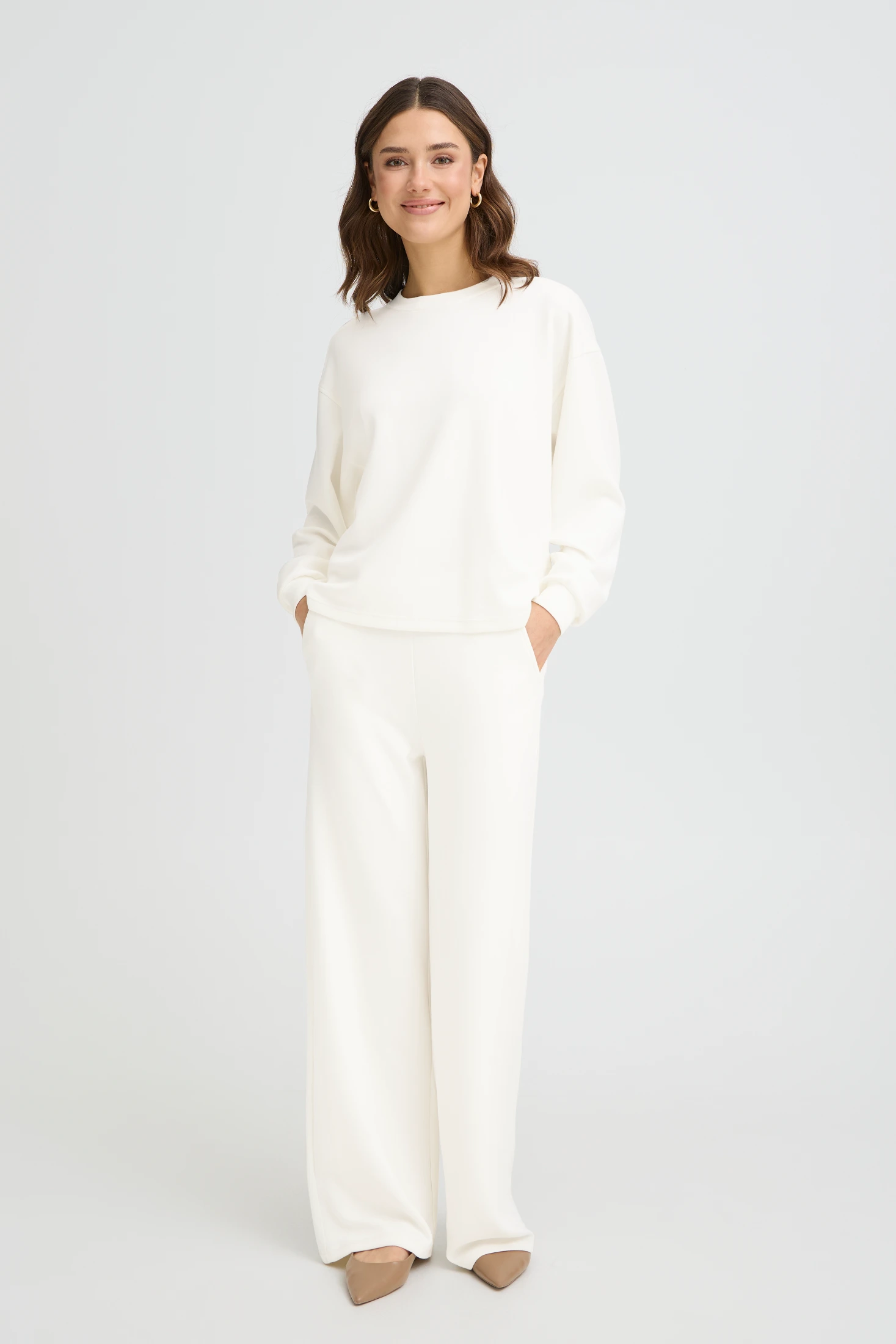 Fransa Παντελόνι casual σε ίσια γραμμή λευκό Whisper White - φωτογραφία 1