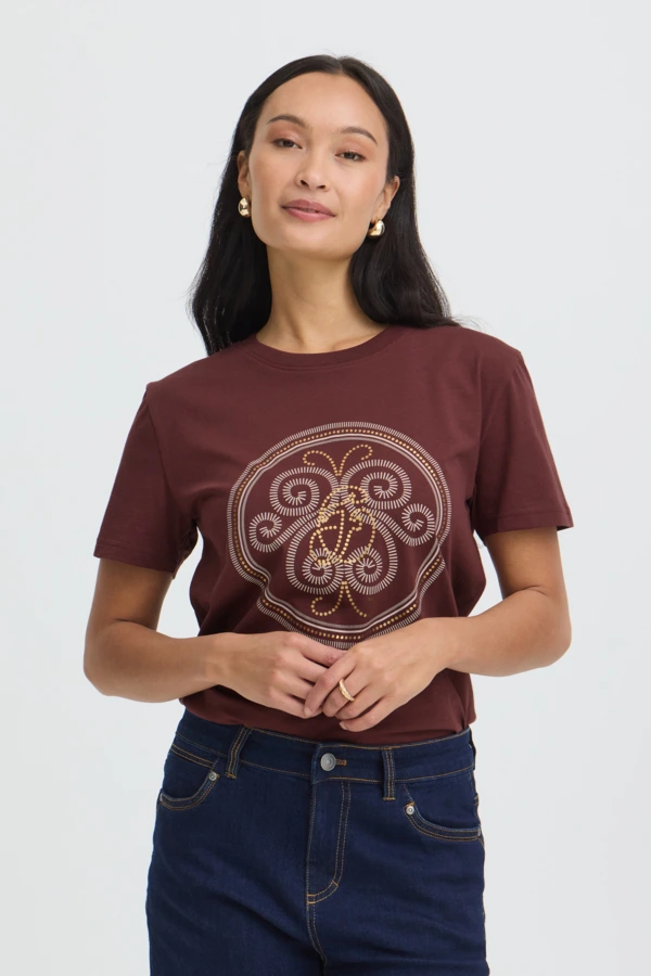 Fransa t-shirt Rum Raisin W. Gold Foil / Red - φωτογραφία 1